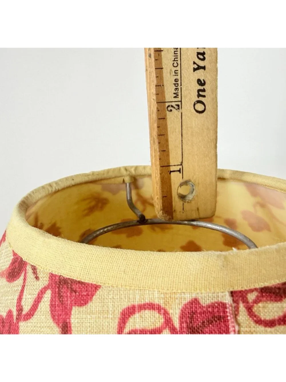 Vintage Floral Lamp Shade Beige & Red Fabric Bell Shape Stylish